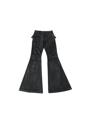 REBEL Hand-painted Waxed Washed Flared Waxed Pants