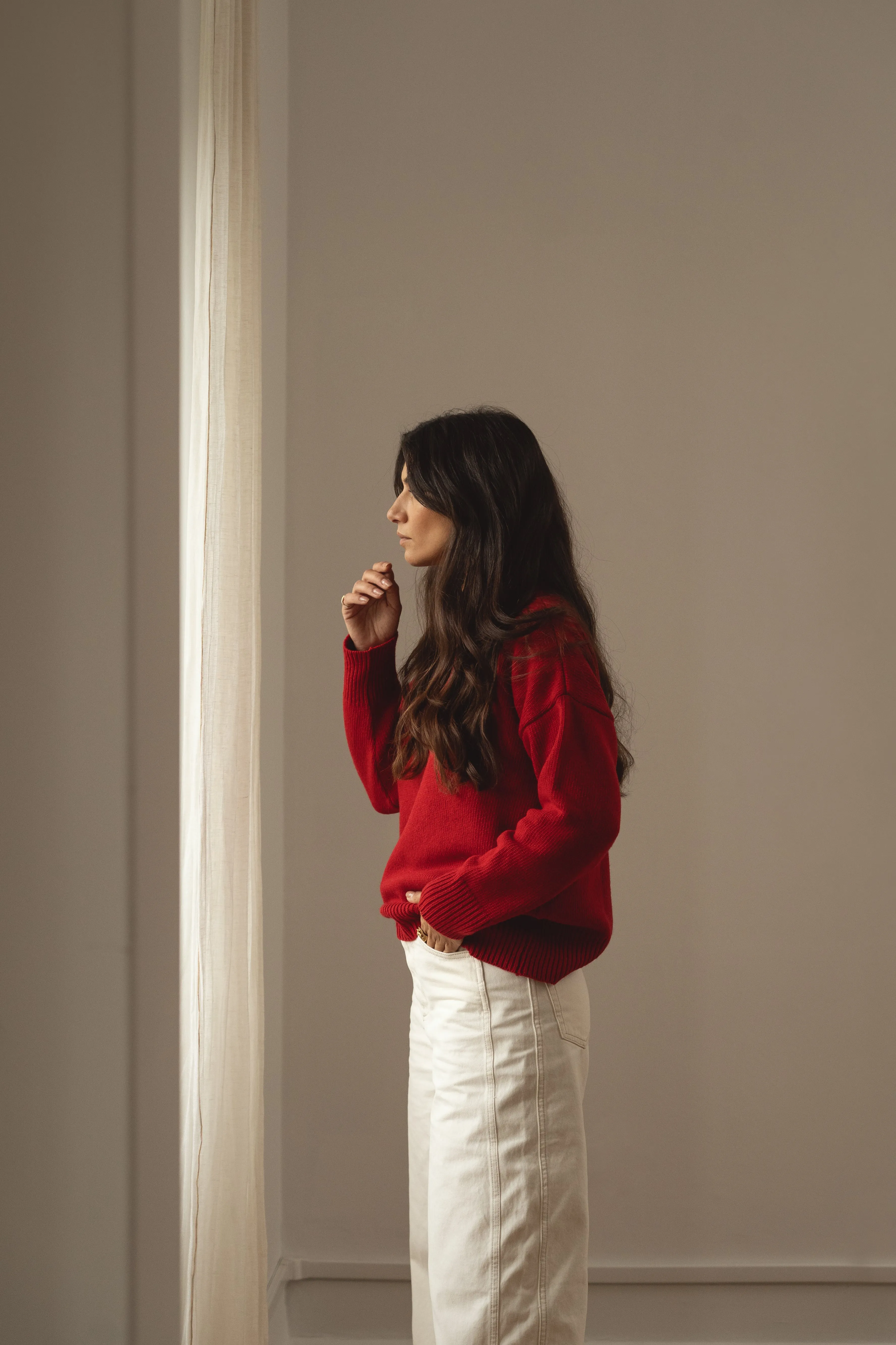 recycled wool knitwear sweater in red