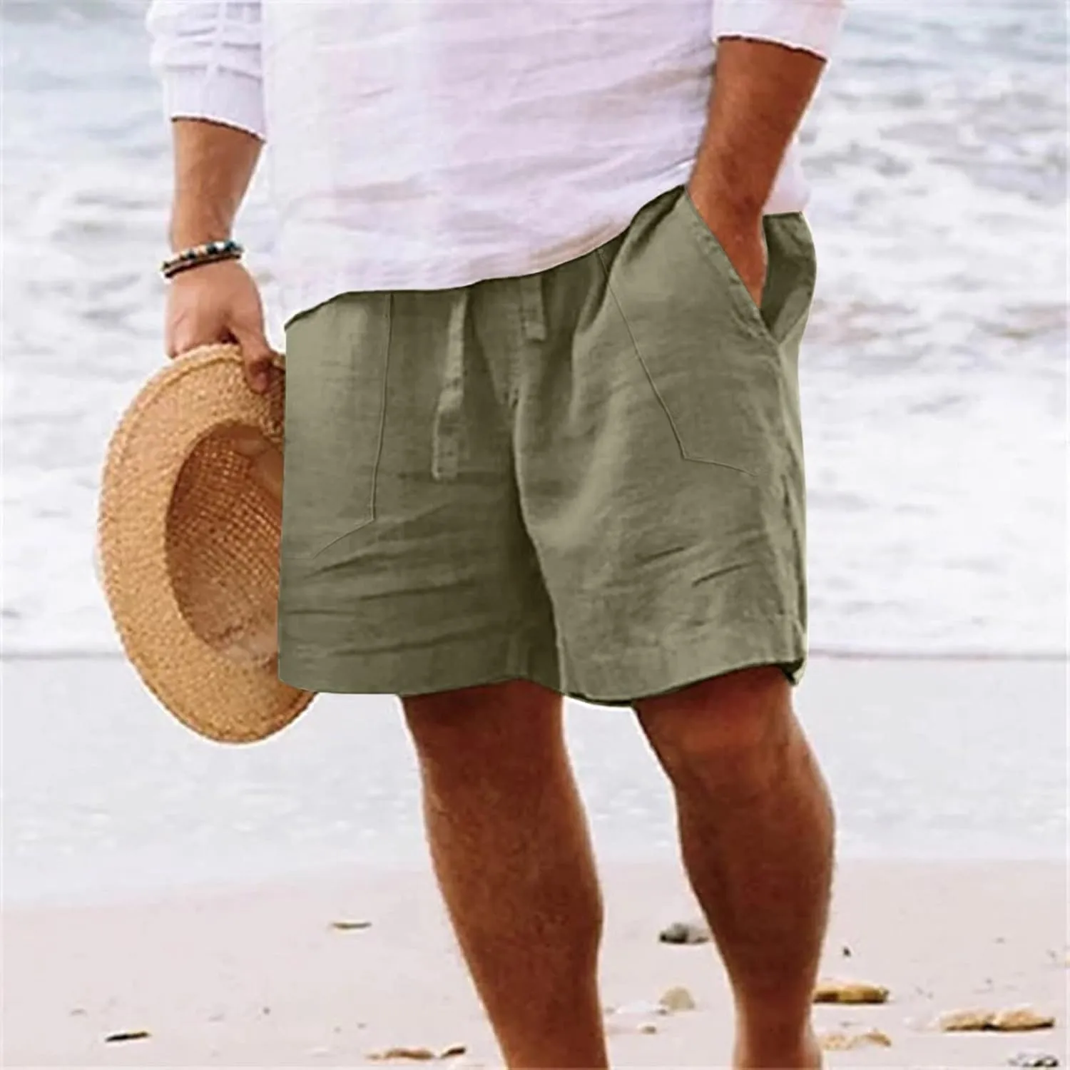 Shorts Men Athletic, Men's Slim Flat-Front Comfort Stretch Chino Shorts Summer Hiking Fishing Camping Shorts for Men