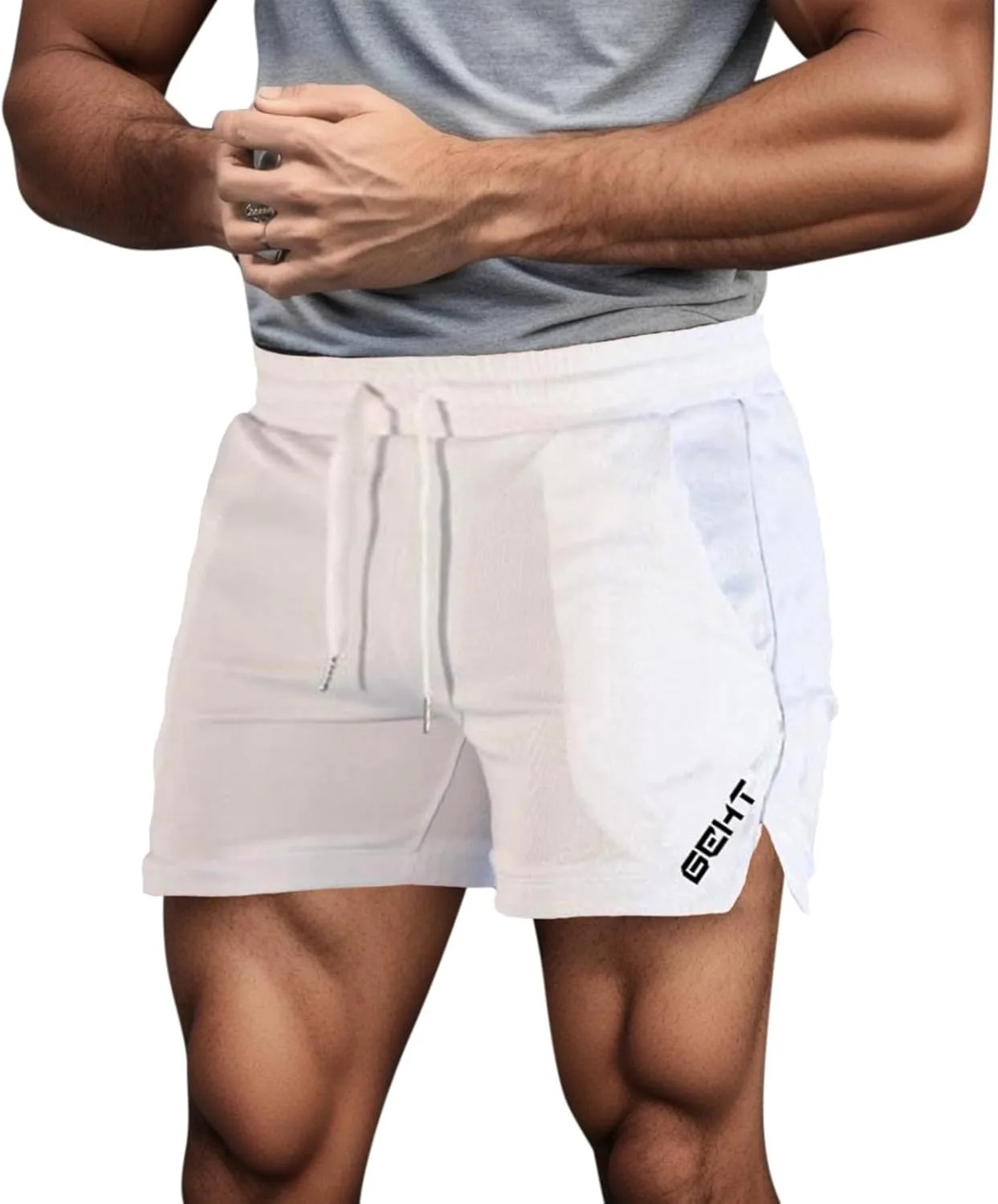 Shorts Men Slim Fit Flat Front Stretch Casual Short Shorts Outdoor Athletic Workout Running Comfy Activewear Pants