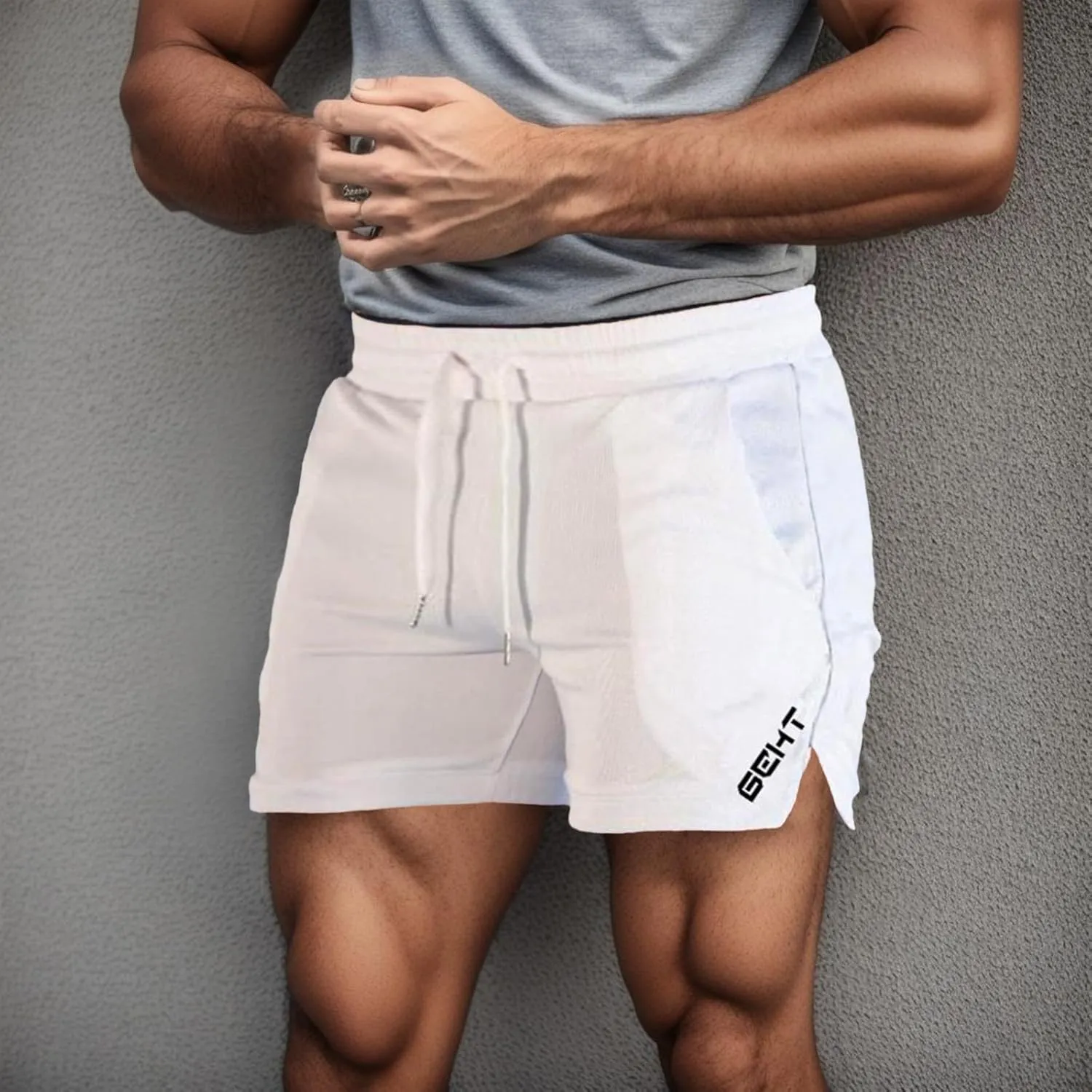 Shorts Men Slim Fit Flat Front Stretch Casual Short Shorts Outdoor Athletic Workout Running Comfy Activewear Pants