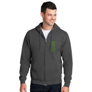 Sovereignty - Zip Up Sweatshirt - Reflection - Grey - Green Logo - Large