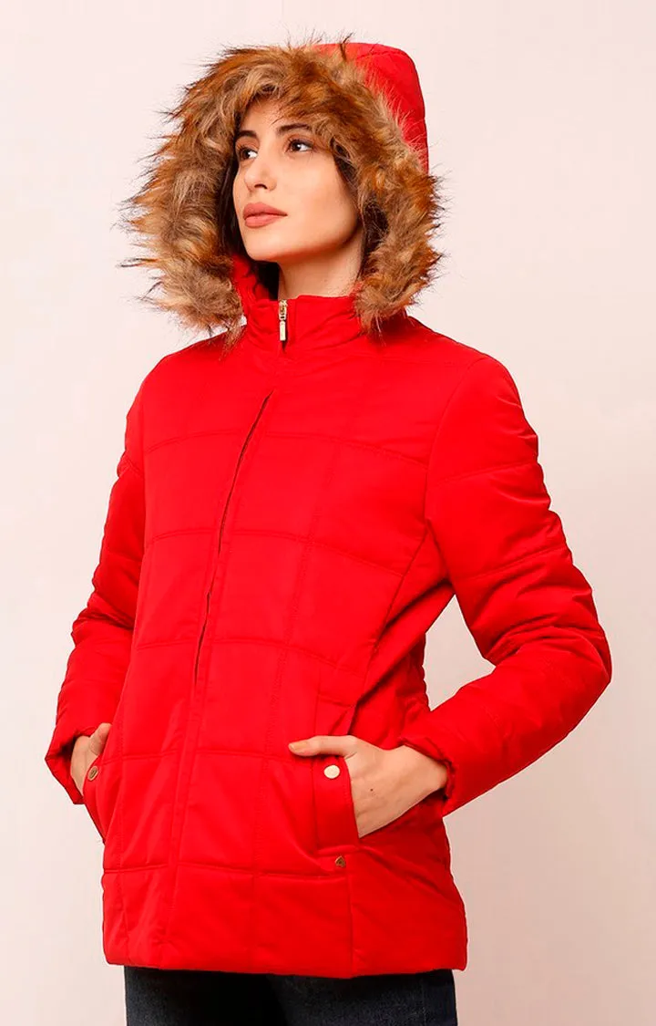 Spykar Women Red Solid Front Open Jacket