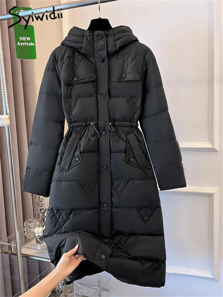 Syiwidii Long 90 White Duck Down Jacket Women 2024