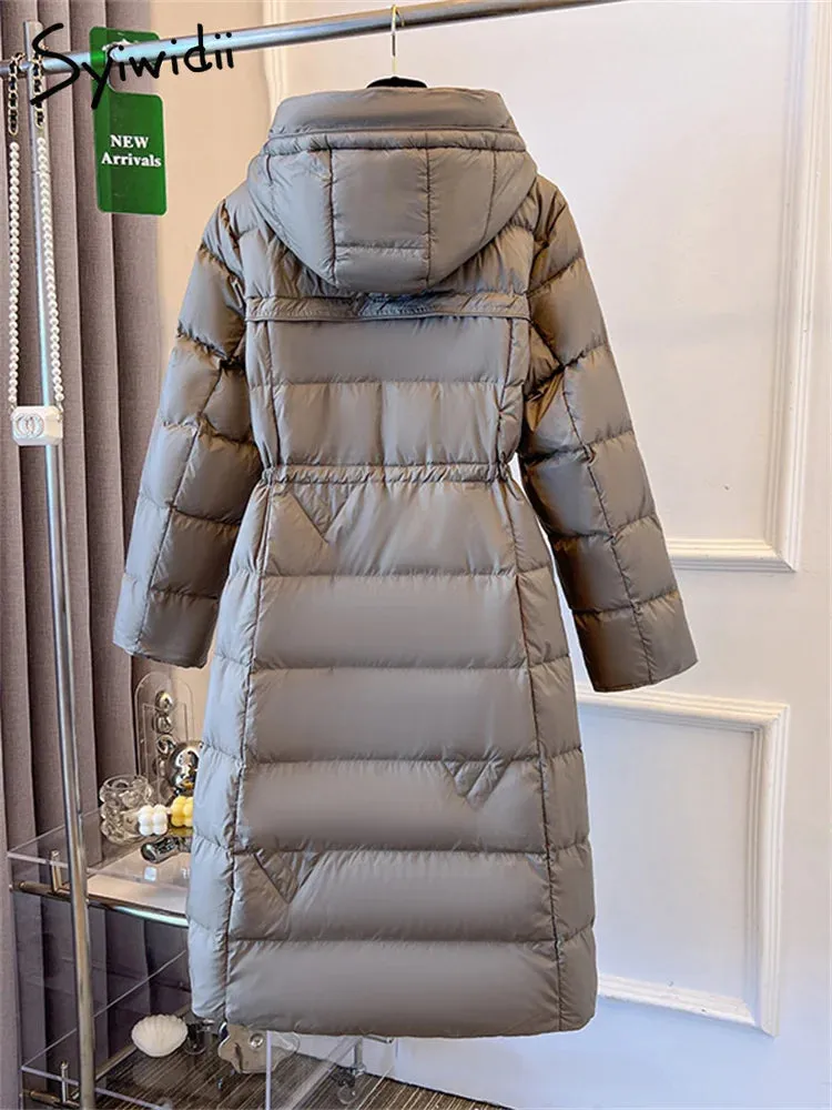 Syiwidii Long 90 White Duck Down Jacket Women 2024