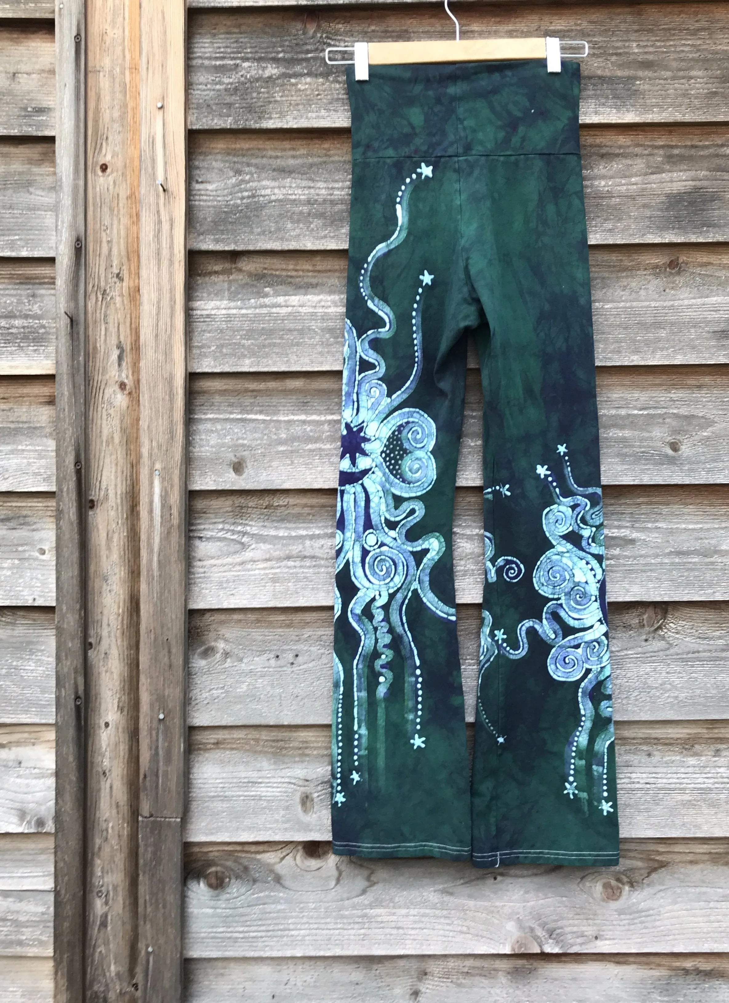 Teal and Purple Handmade Batikwalla Stretch Pants