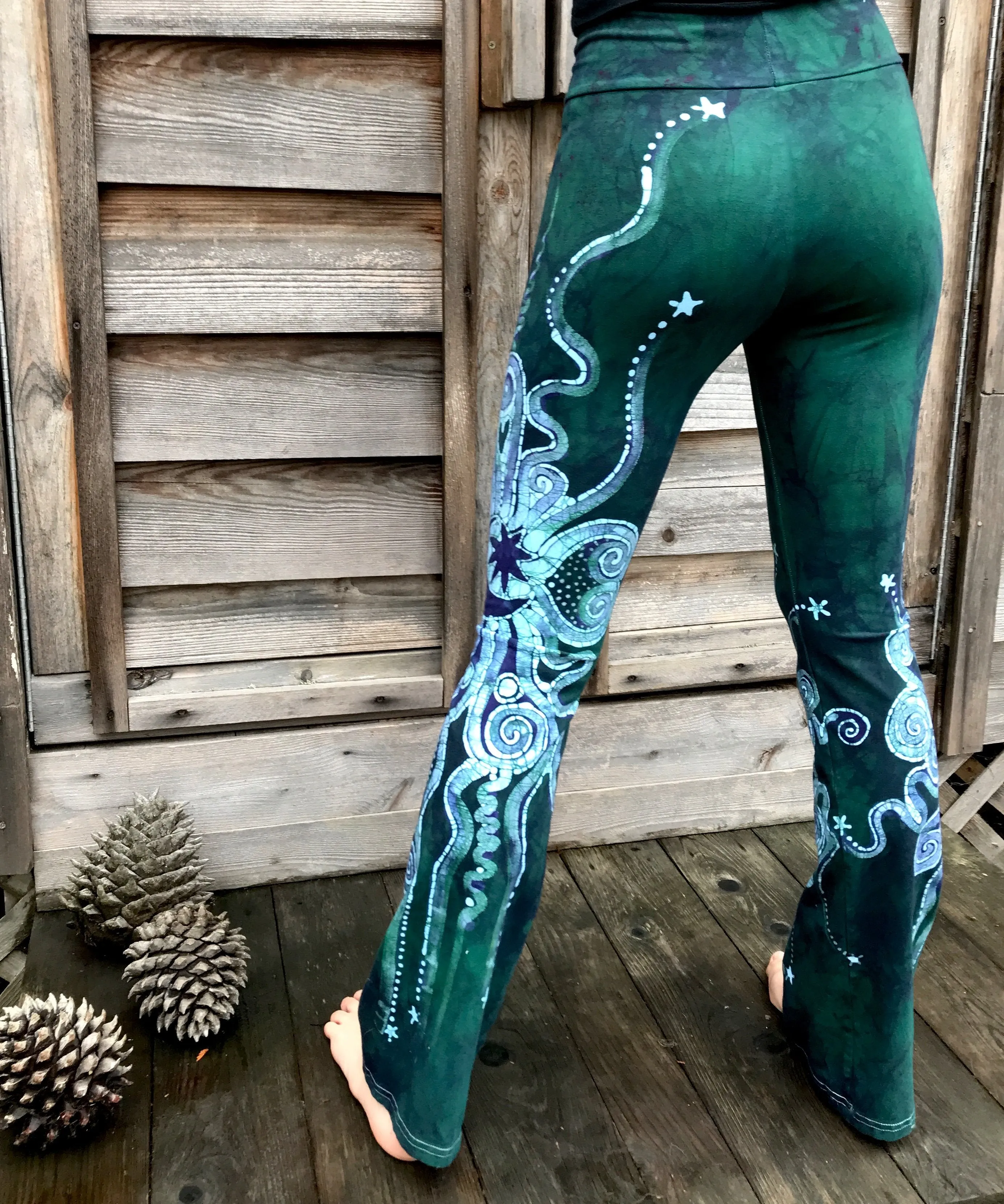 Teal and Purple Handmade Batikwalla Stretch Pants