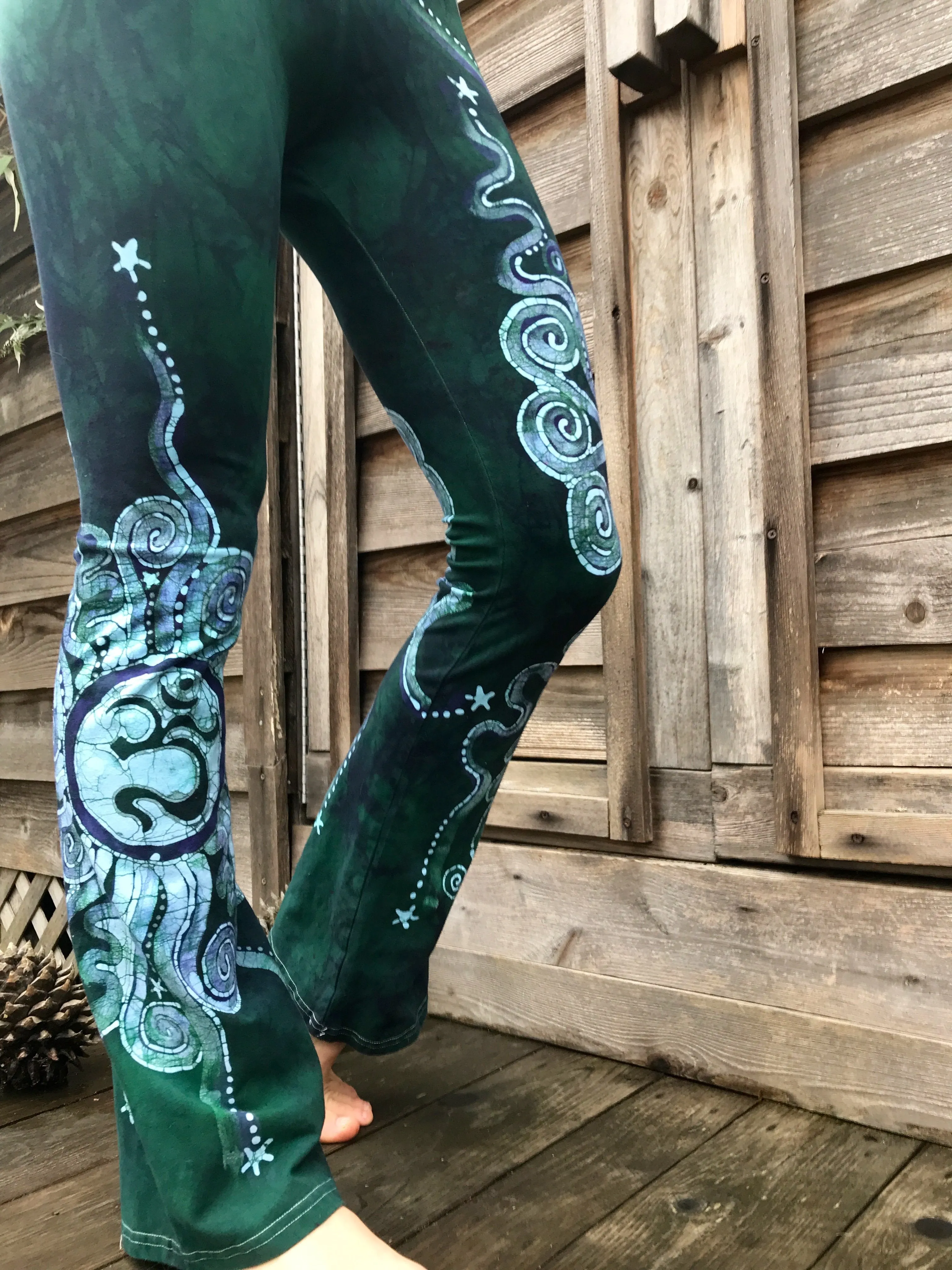 Teal and Purple Handmade Batikwalla Stretch Pants