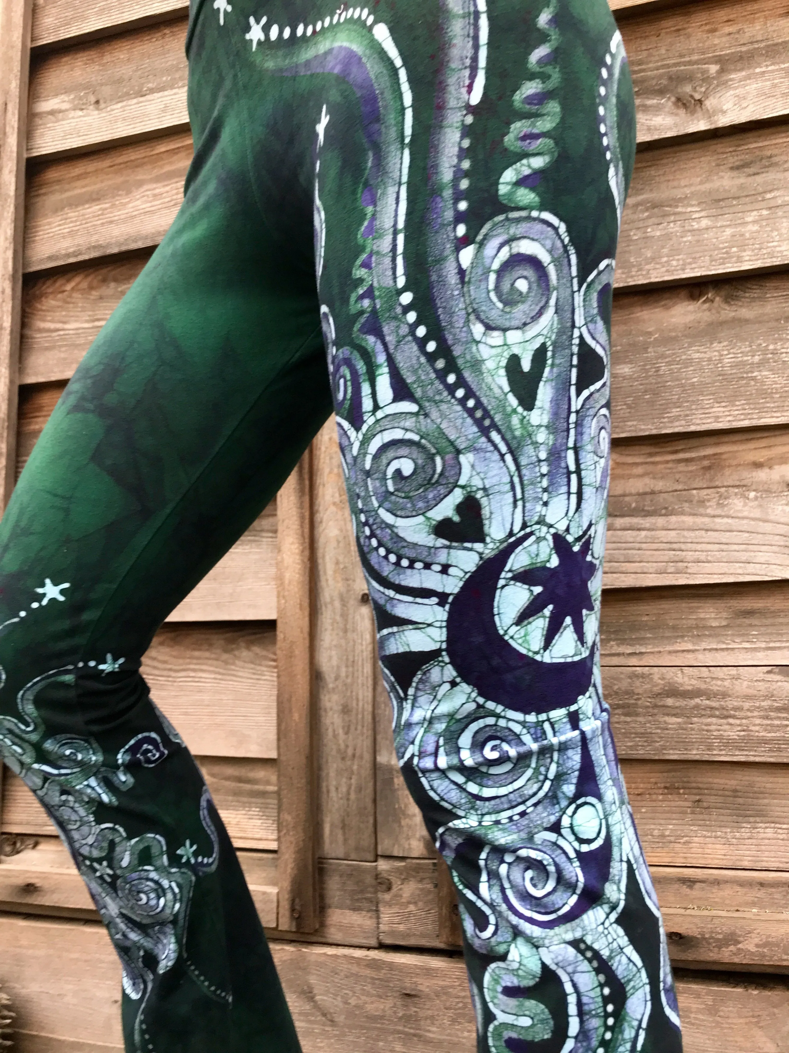 Teal and Purple Handmade Batikwalla Stretch Pants