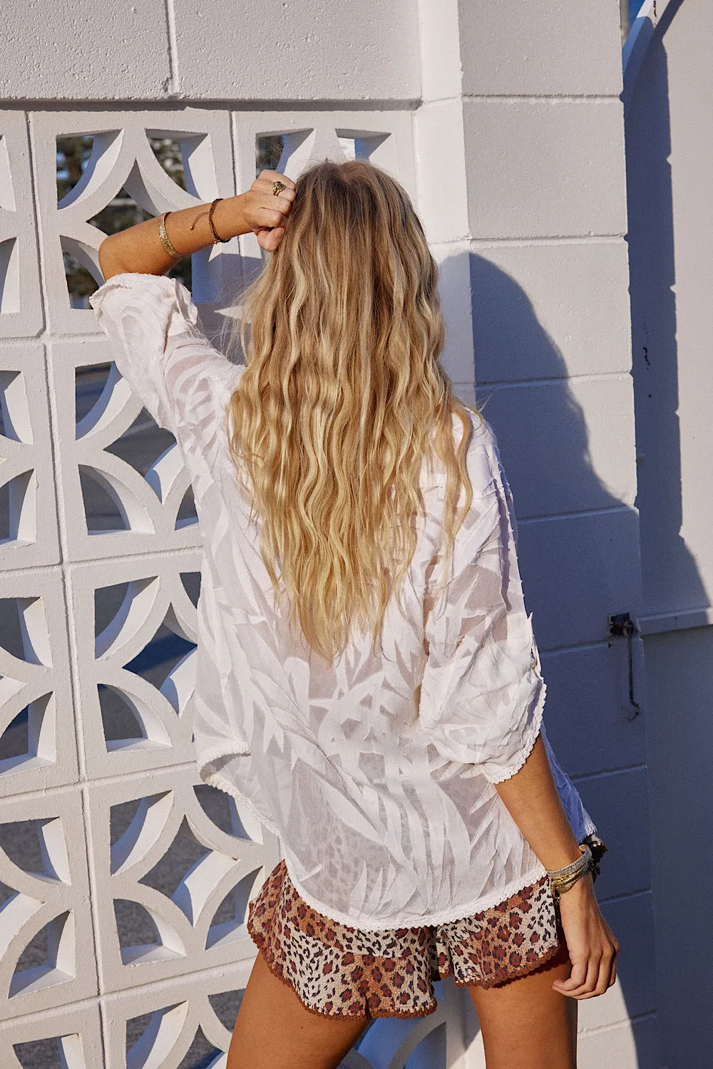 Till The Moon Don’t Shine Silk Burnout Safari Shirt