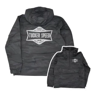 Tucker Speed Water Resistant Windbreaker Anorak Jacket - Black Camo / Gray