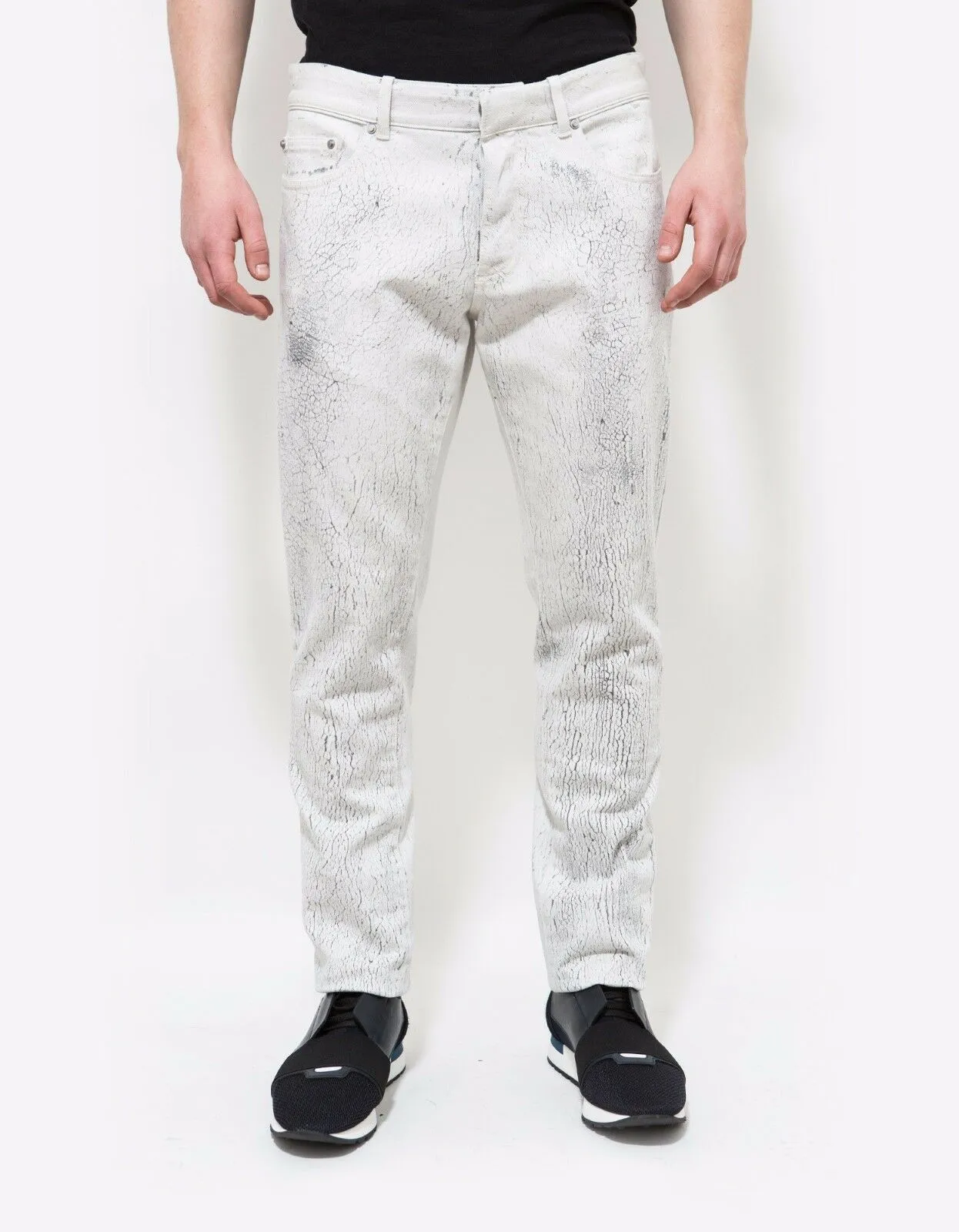 White Distressed Print Jeans