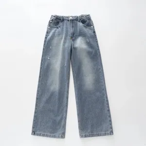 Wide Leg Distressed Jeans