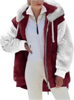 Winter Coat Women With Hood,Womens Oversized Fuzzy Fleece Jacket Full Zip Up Hoodie 2024 Winter Warm Sherpa Jackets