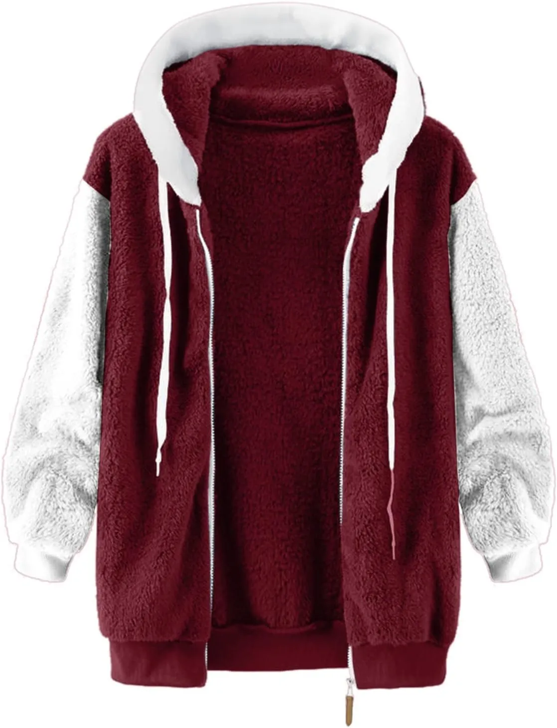 Winter Coat Women With Hood,Womens Oversized Fuzzy Fleece Jacket Full Zip Up Hoodie 2024 Winter Warm Sherpa Jackets