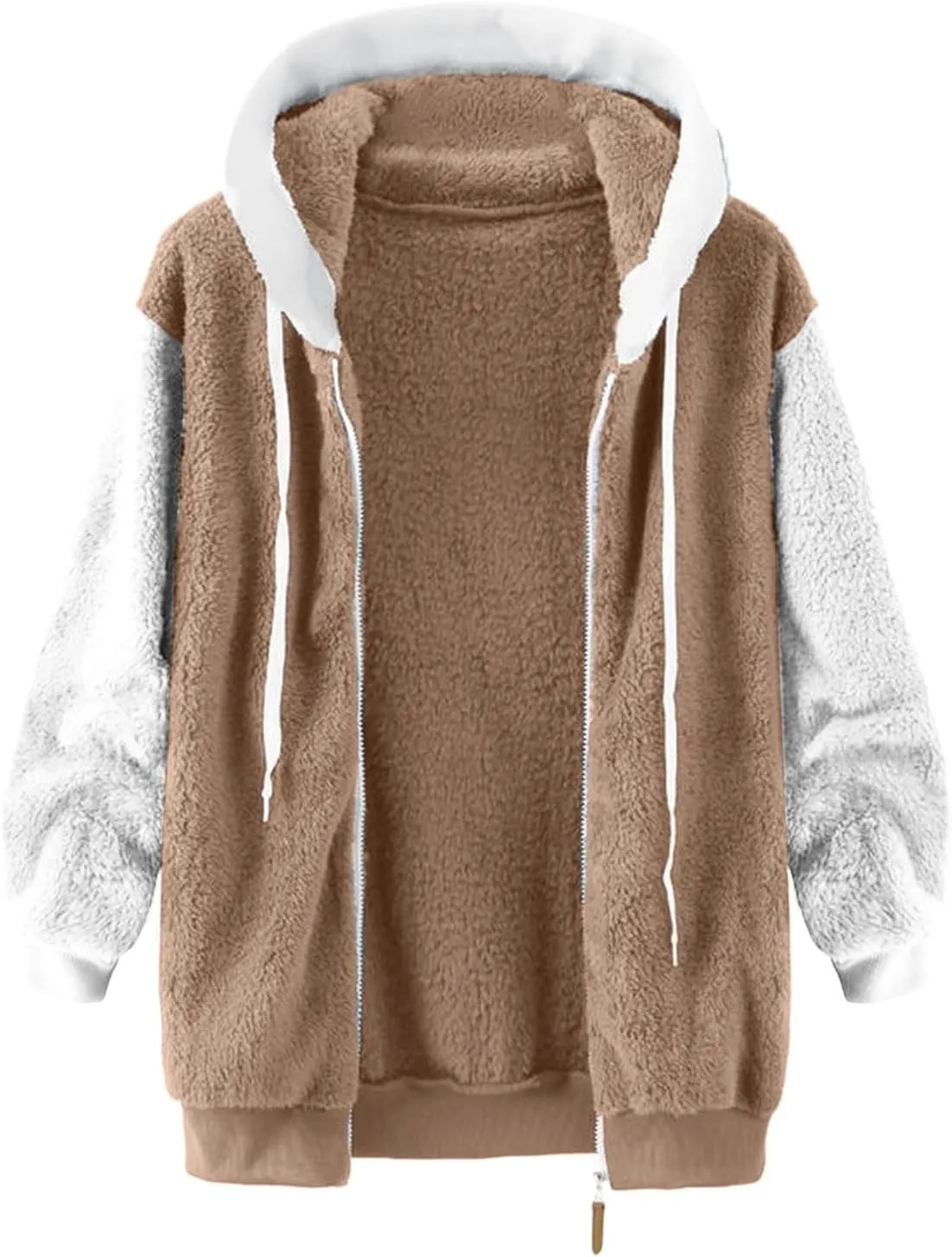Winter Coat Women With Hood,Womens Oversized Fuzzy Fleece Jacket Full Zip Up Hoodie 2024 Winter Warm Sherpa Jackets