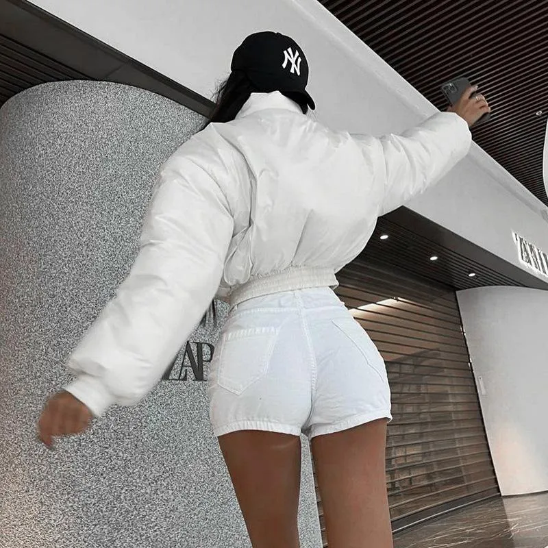 Women Cotton Zipper Short Coats
