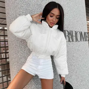 Women Cotton Zipper Short Coats