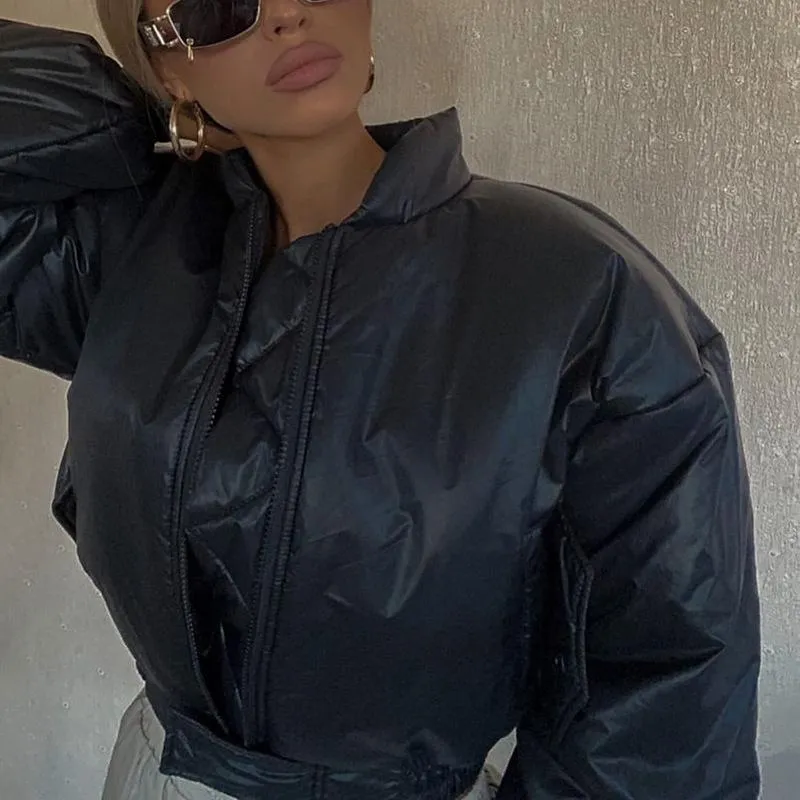 Women Cotton Zipper Short Coats