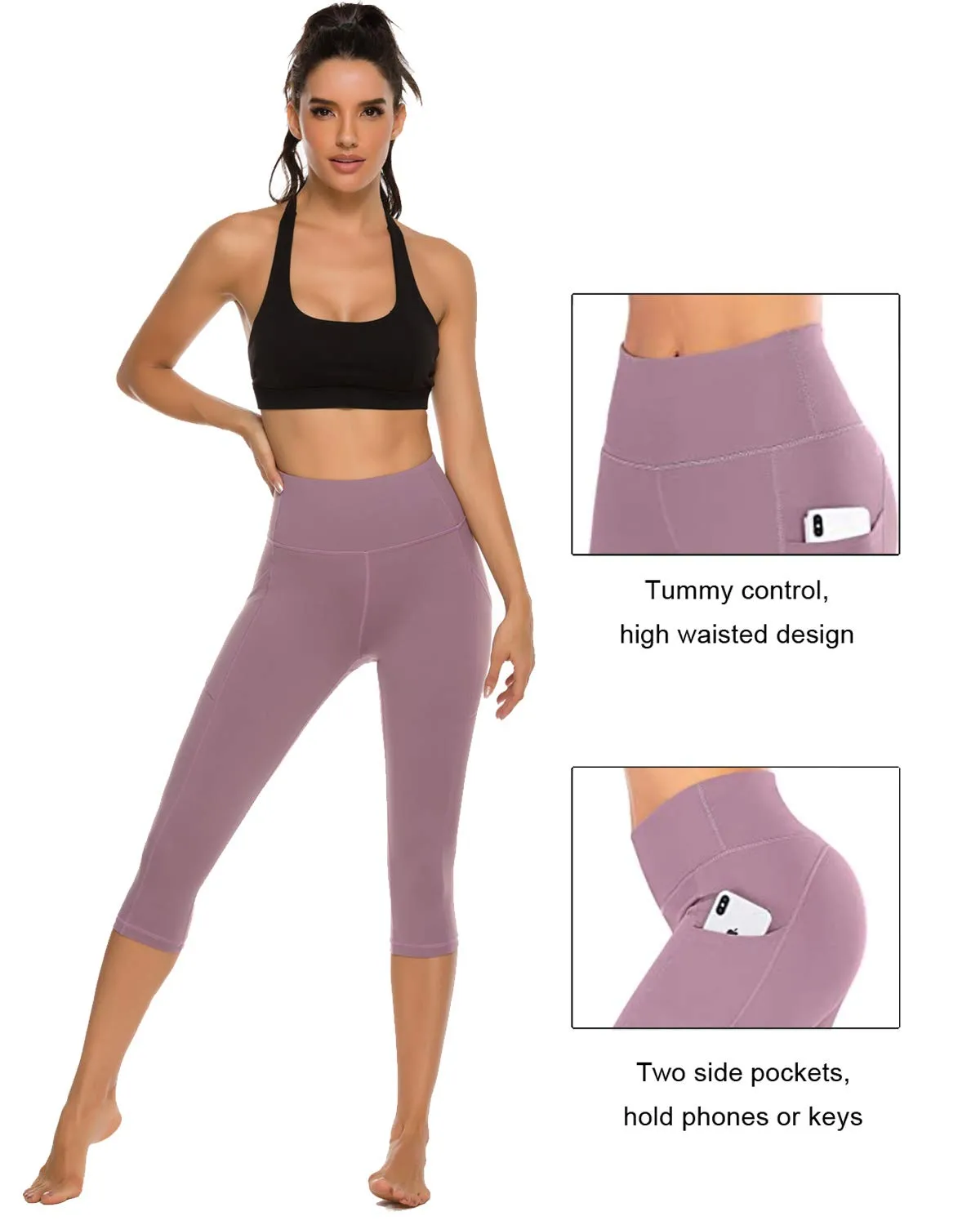 Women's Capri Yoga Pants High Waist with Pockets for Workout
