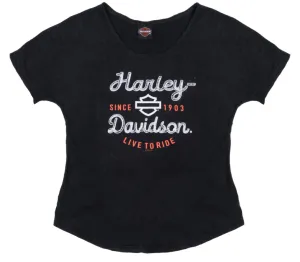 Women's Marshall Black Acid Wash T