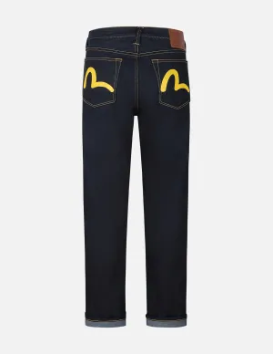Yellow Seagull Print Regular Fit Jeans #2000